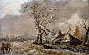 Jan van Goyen Winter Landscape with Farmhouses along a Ditch. Spain oil painting artist